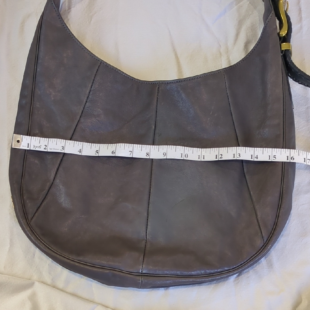 NWOT. Gorgeous Frye Leather Dark Charcoal/Brown Leather Hobo Bag. - Picture 5 of 7